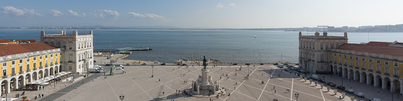 2014, Lissabon, Blick auf den Praca do Comércio vom Arco da Rua Augusta